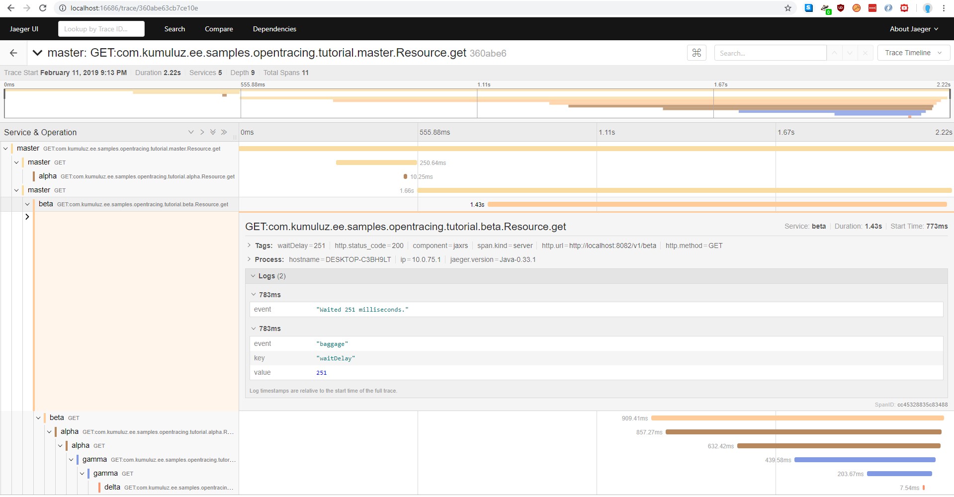Trace with additional data